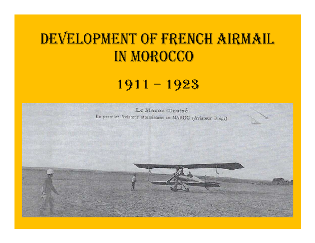 Development of French Airmail in Morocco 1911 1923
