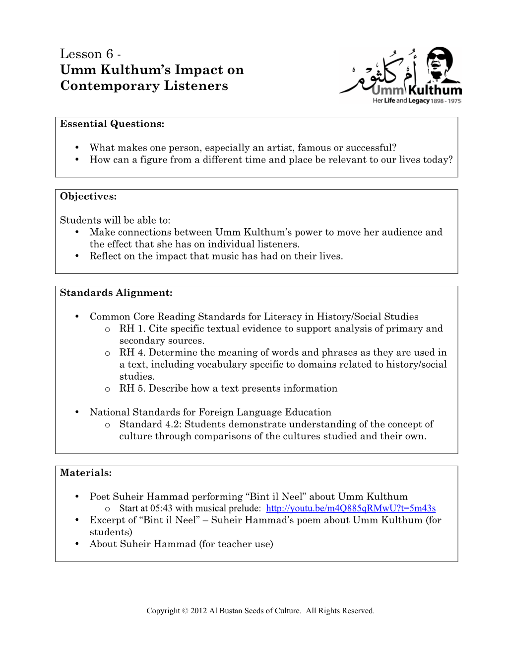 Umm Kulthum Lesson6