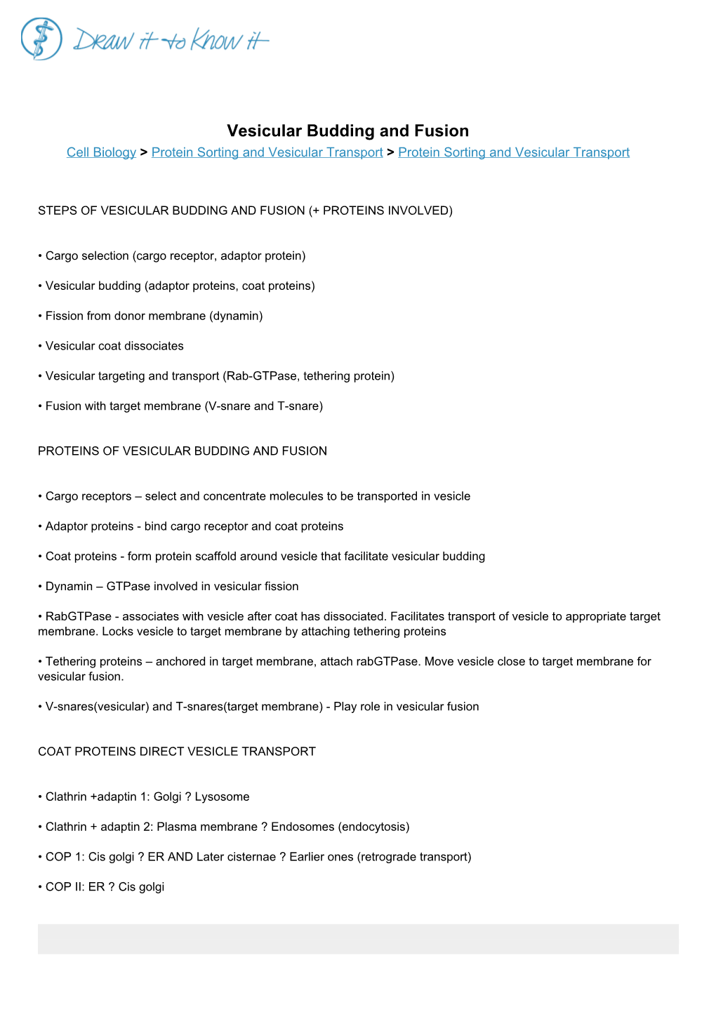 Vesicular Budding and Fusion Cell Biology > Protein Sorting and Vesicular Transport > Protein Sorting and Vesicular Transport