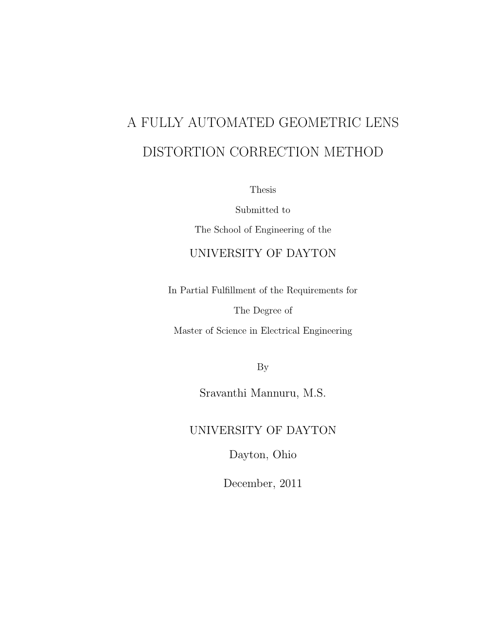 A Fully Automated Geometric Lens Distortion Correction Method