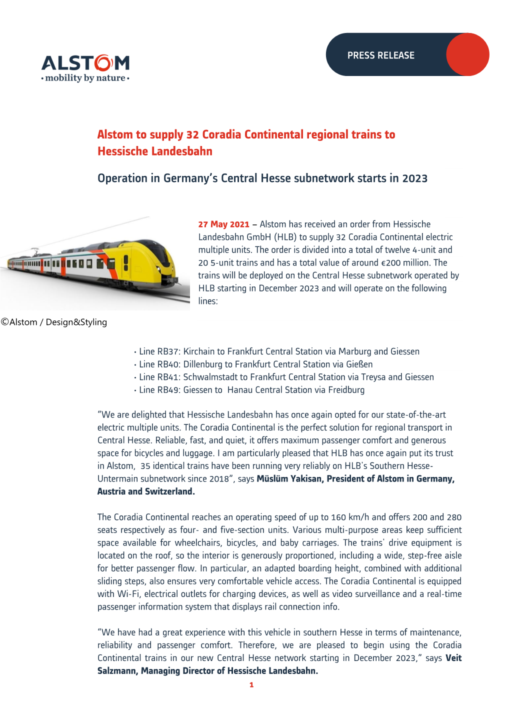 Alstom to Supply 32 Coradia Continental Regional Trains to Hessische Landesbahn