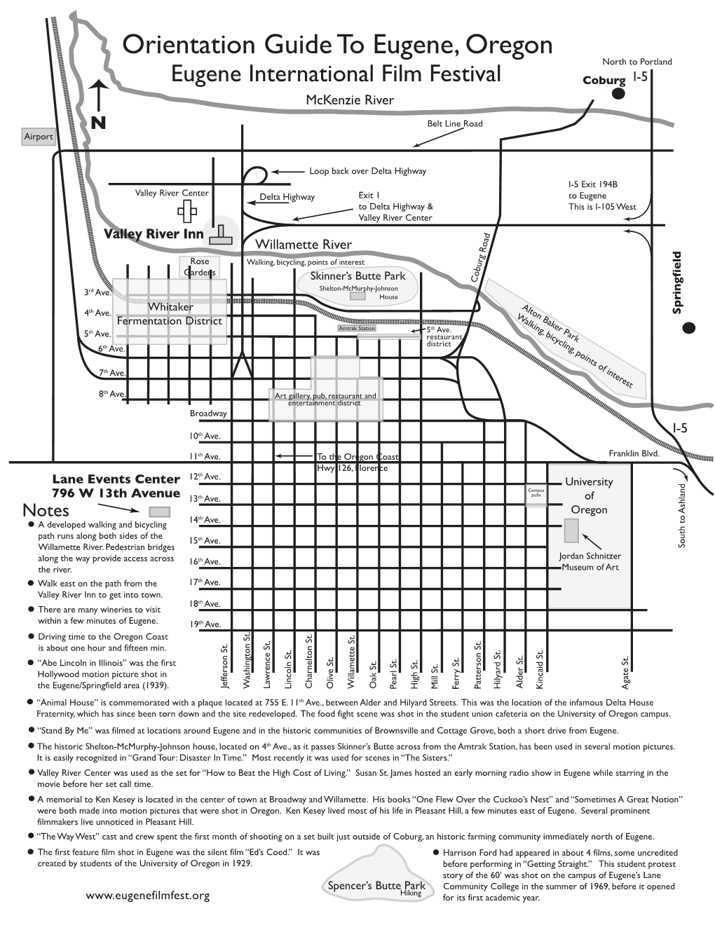 Eugene, Oregon, a Filmmakers Orientation Guide