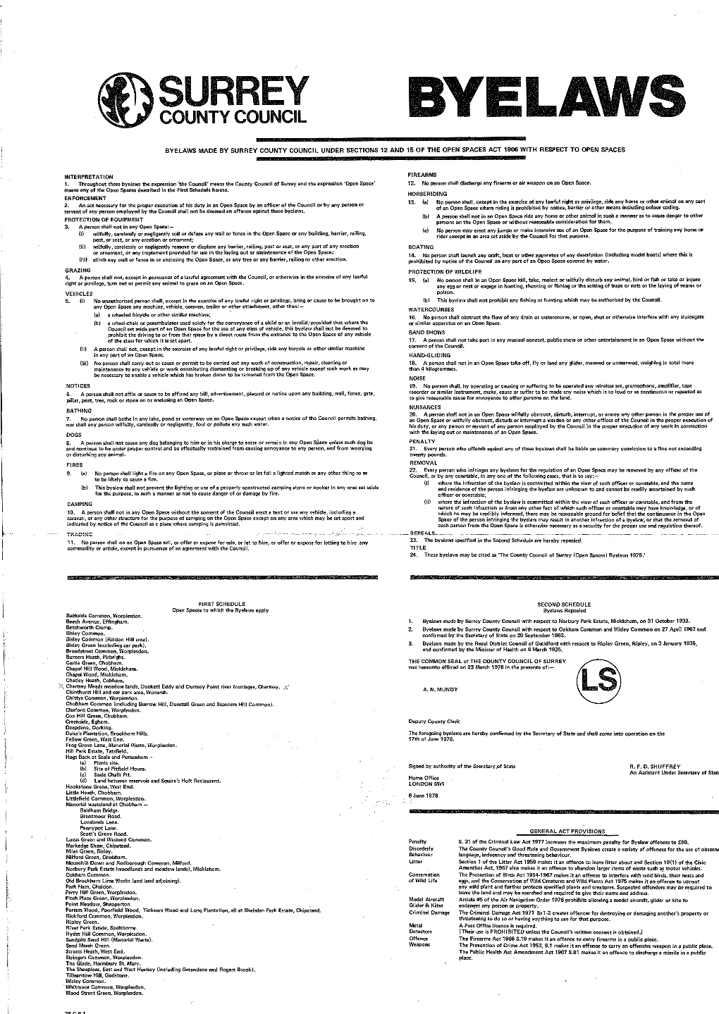 Surrey County Council Byelaws