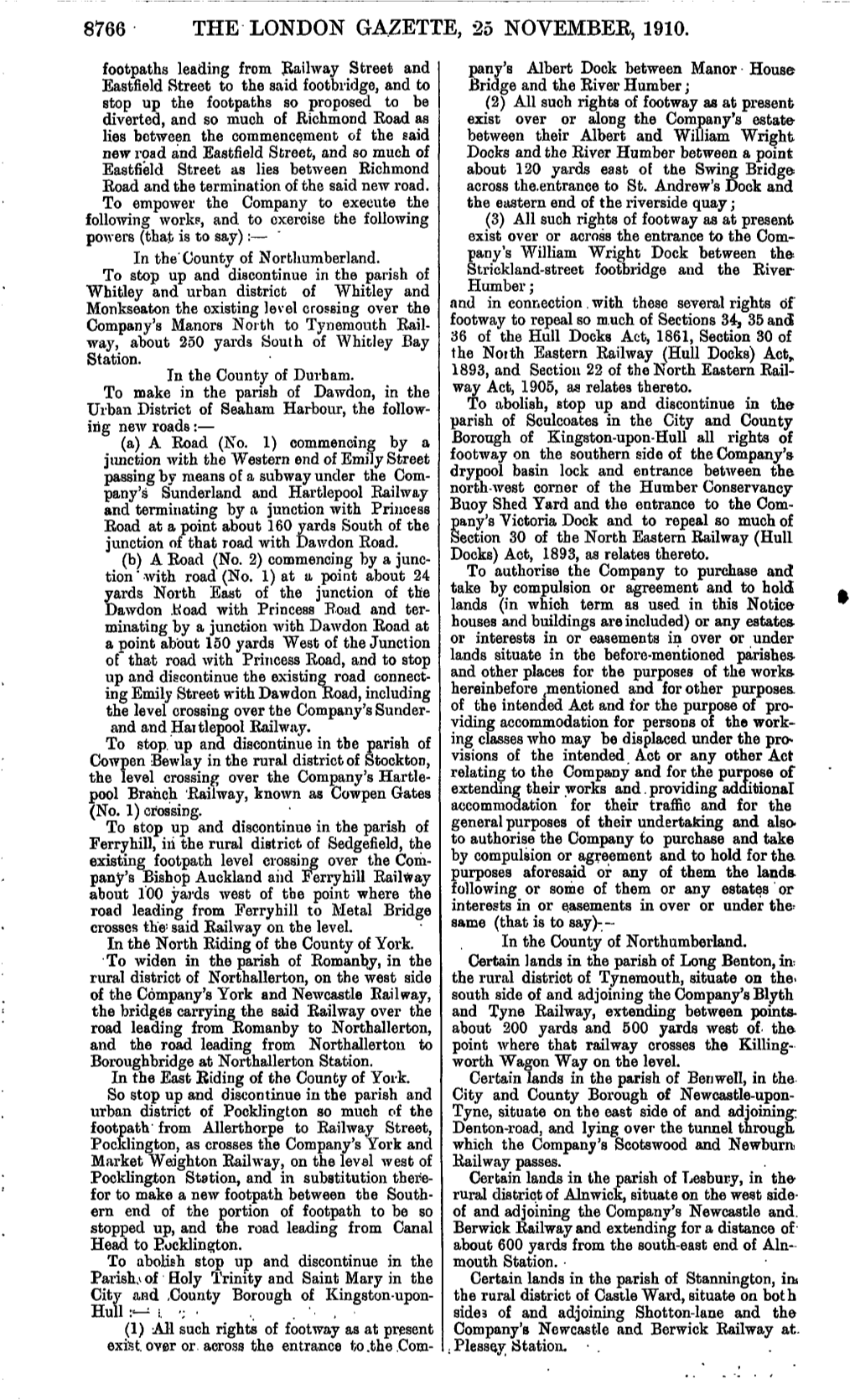 8766 the London Gazette, 25 November, 1910