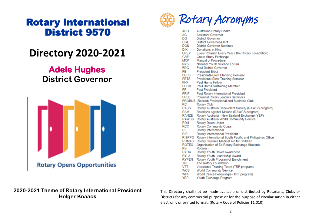 Directory 2020-2021 Adele Hughes District Governor