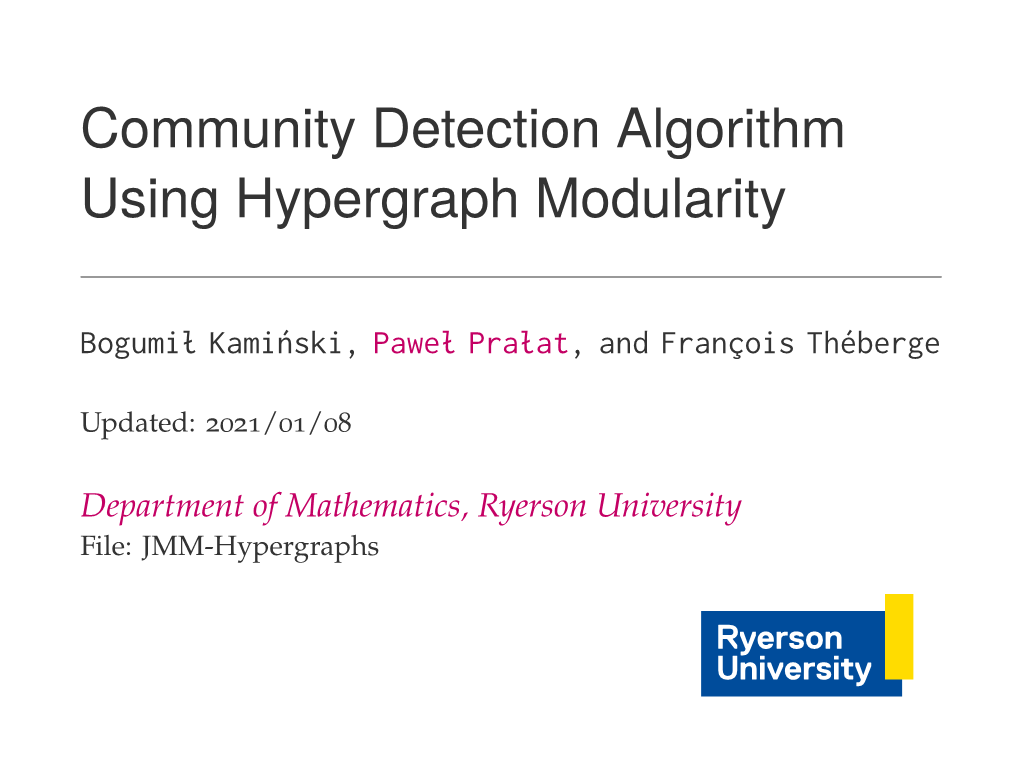 Community Detection Algorithm Using Hypergraph Modularity