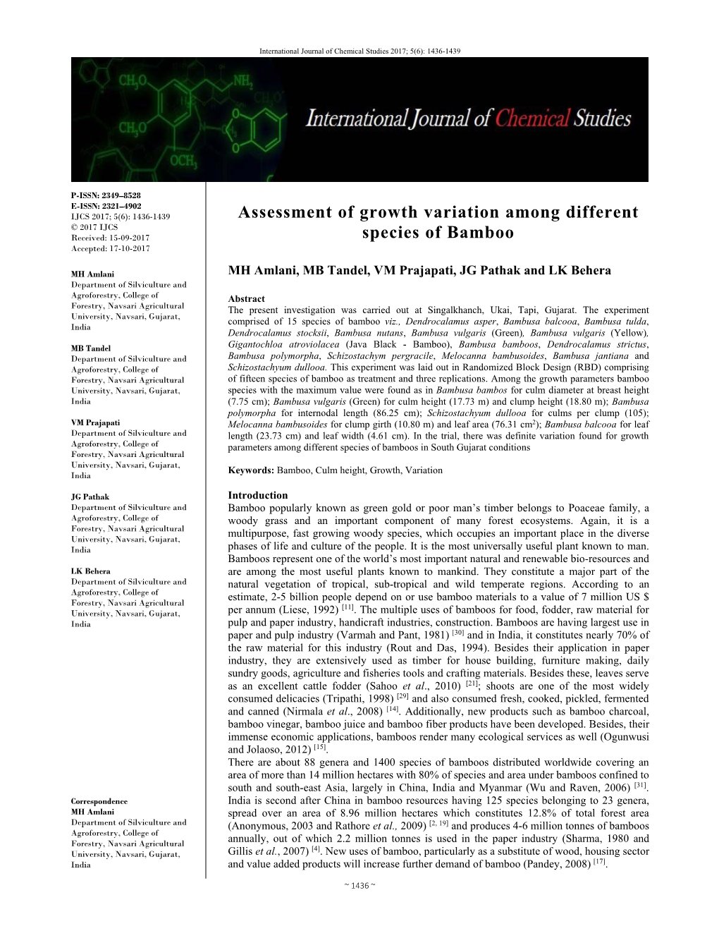 Assessment of Growth Variation Among Different Species of Bamboo