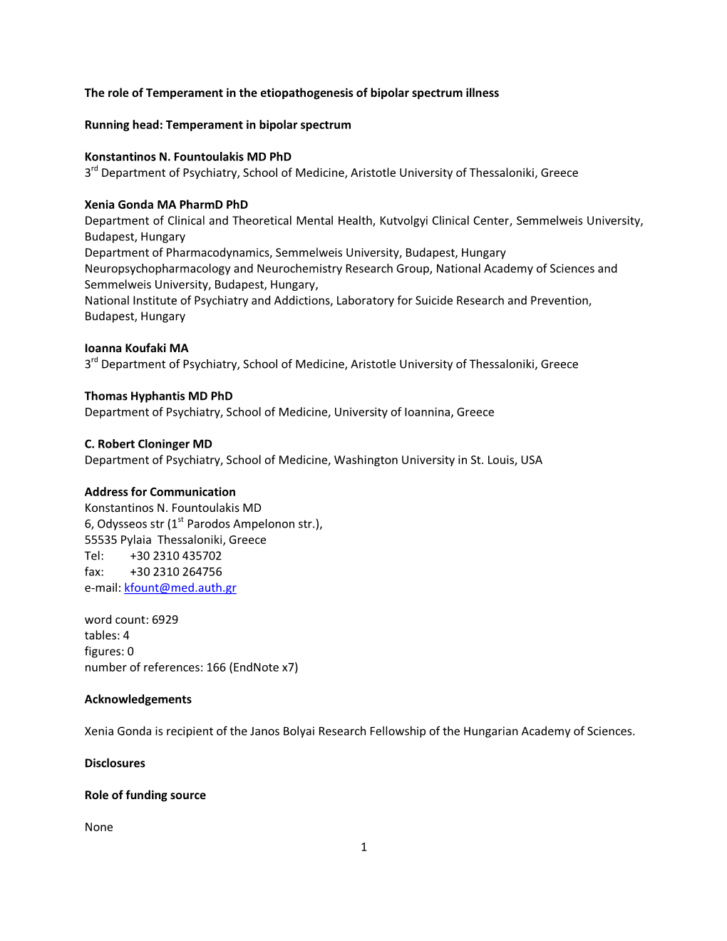 Temperament in Bipolar Spectrum Kons