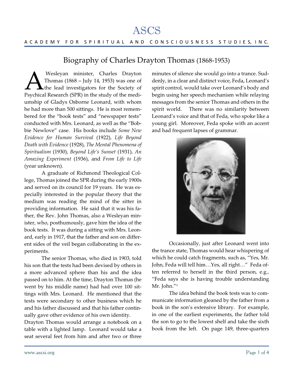 Biography of Charles Drayton Thomas (1868-1953)