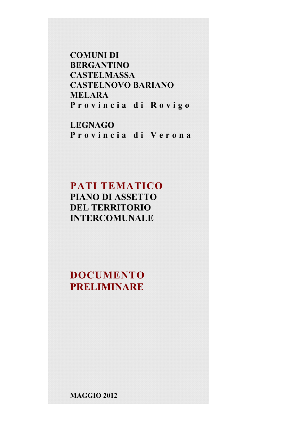 Pati Tematico Documento Preliminare