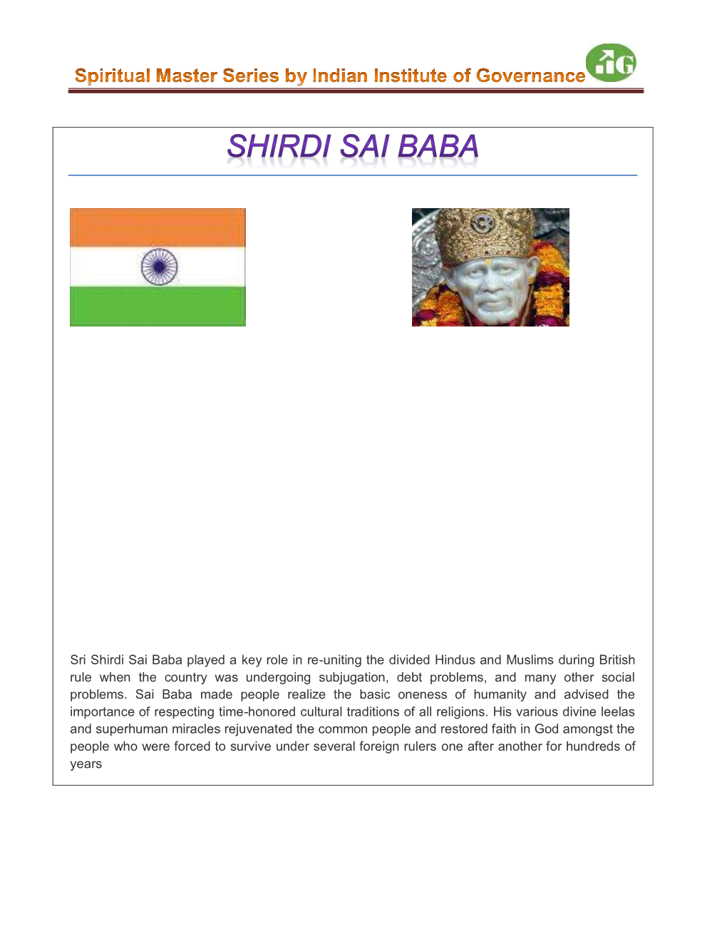 Shirdi Sai Baba