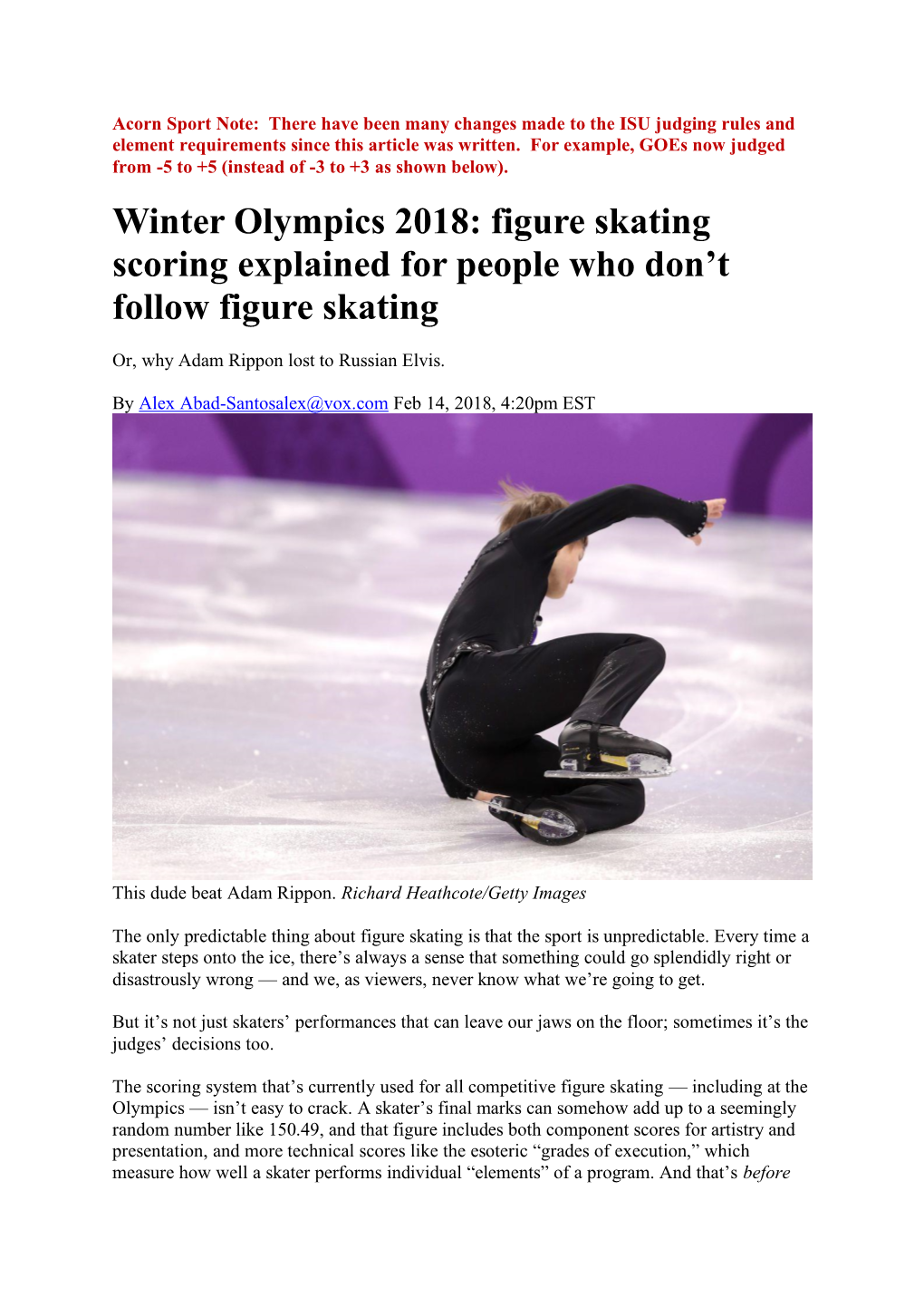 Winter Olympics 2018: Figure Skating Scoring Explained for People Who Don’T Follow Figure Skating