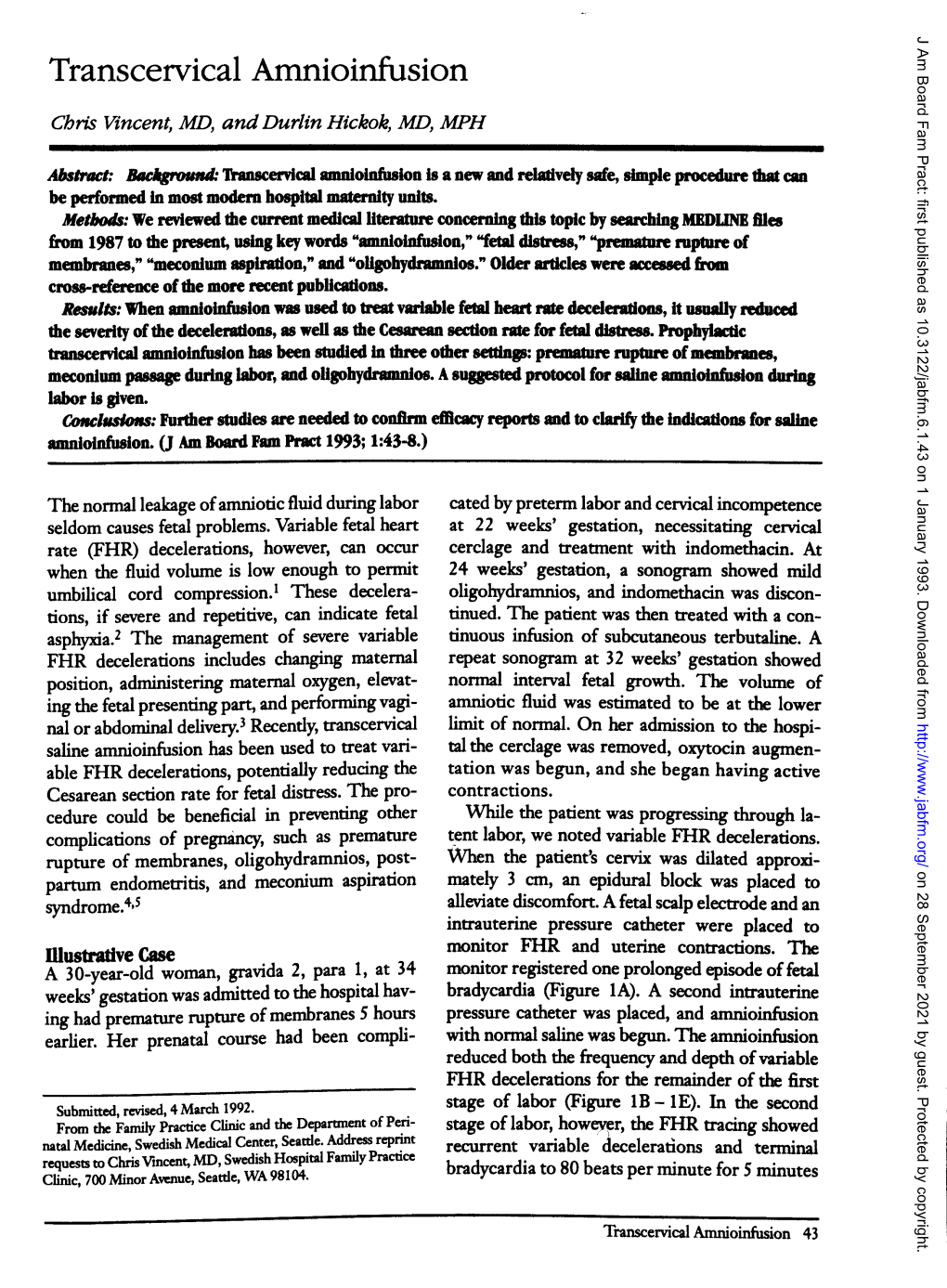 Transcervical Amnioinfusion