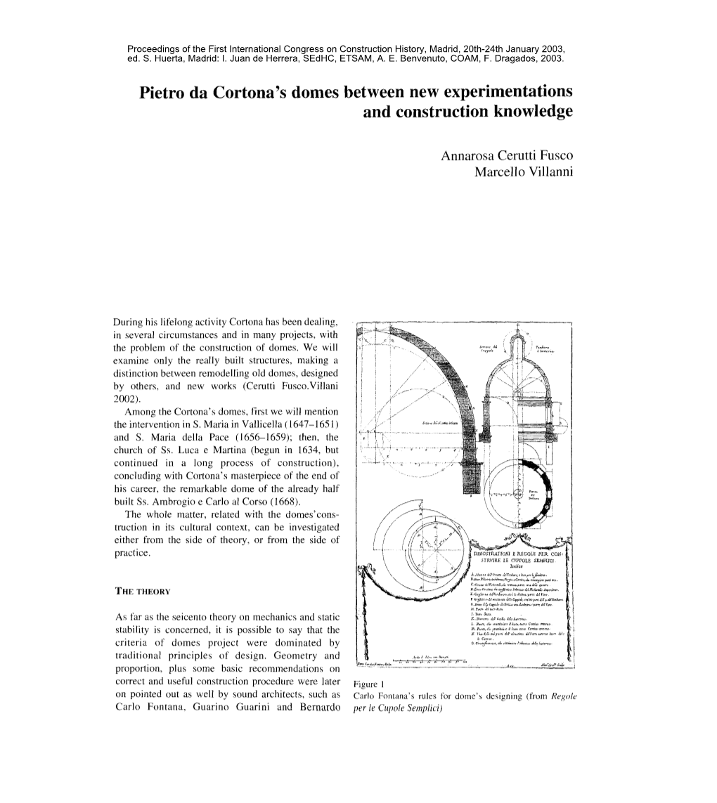 Pietro Da Cortona's Domes Between New Experimentations and Construction Knowledge