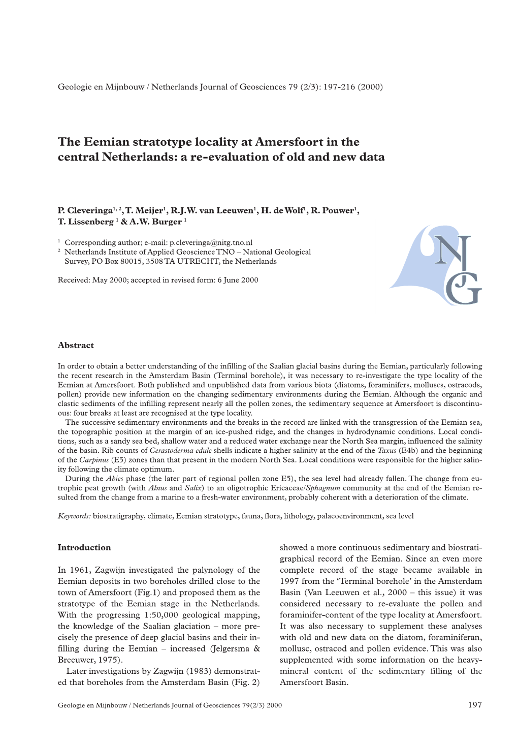 The Eemian Stratotype Locality at Amersfoort in the Central Netherlands: a Re-Evaluation of Old and New Data