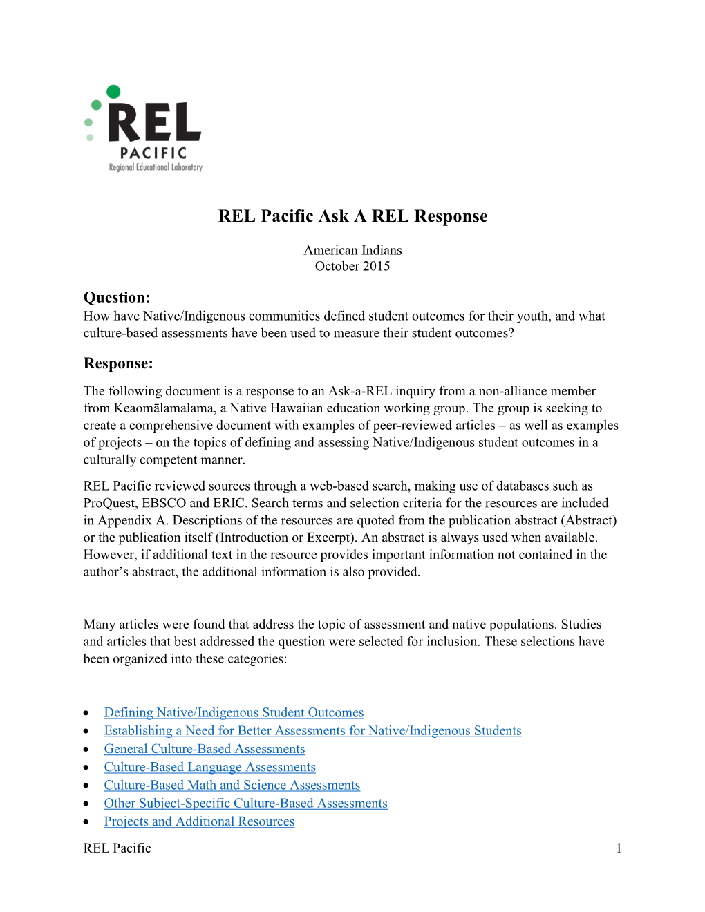 REL Pacific Ask a REL Response