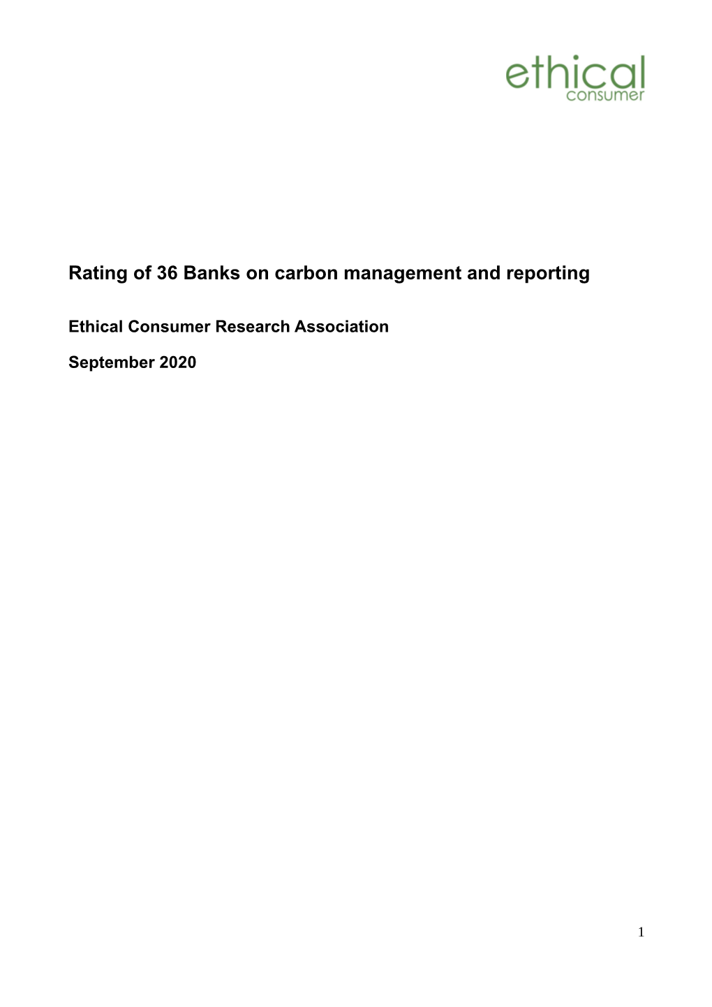 Rating of 36 Banks on Carbon Management and Reporting