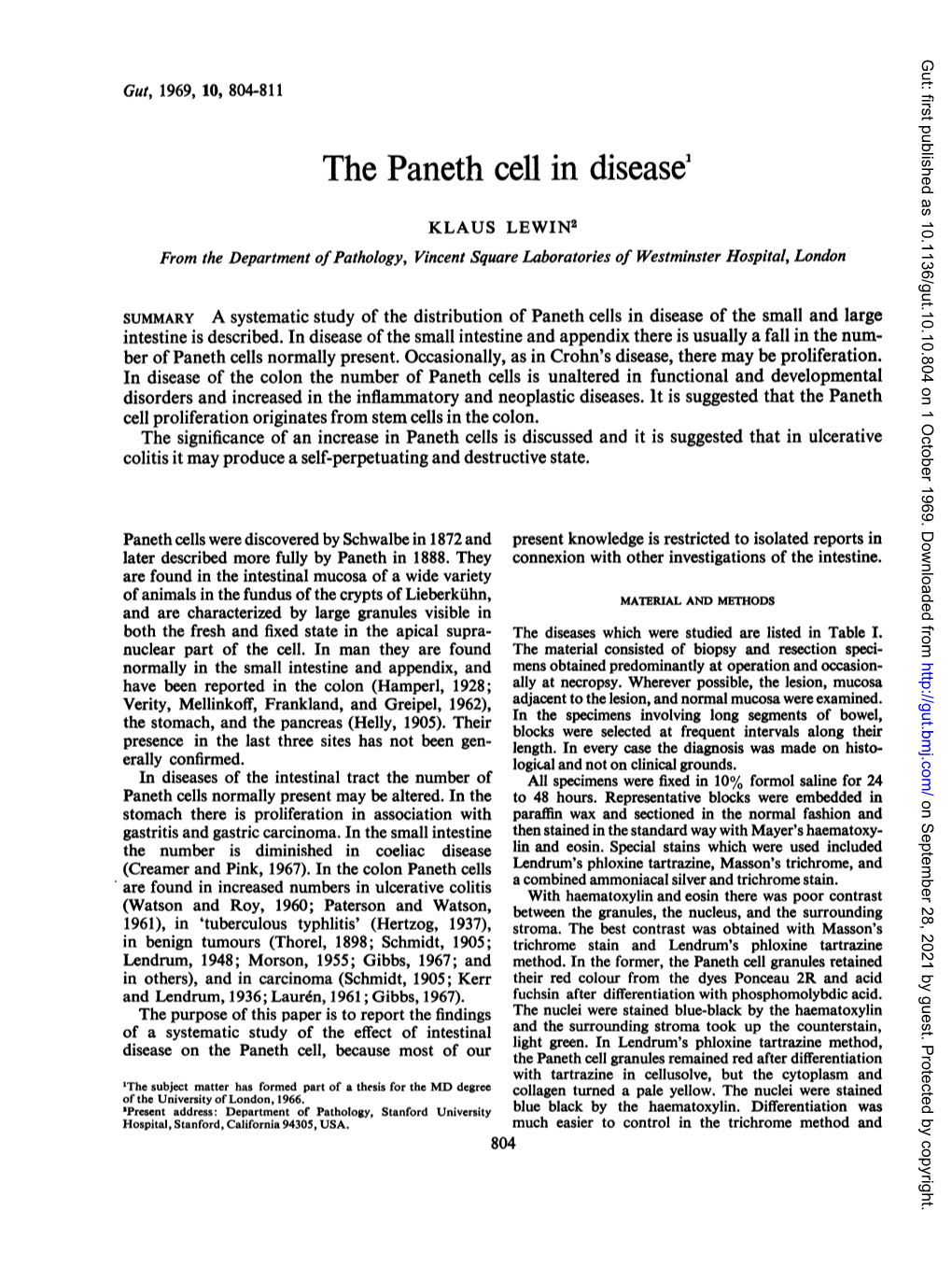 The Paneth Cell in Disease'