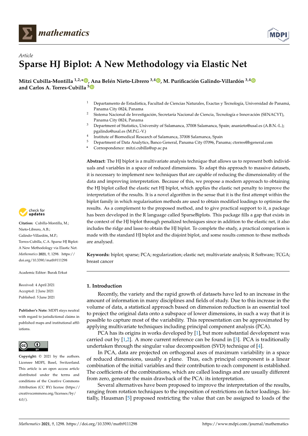 Sparse HJ Biplot: a New Methodology Via Elastic Net