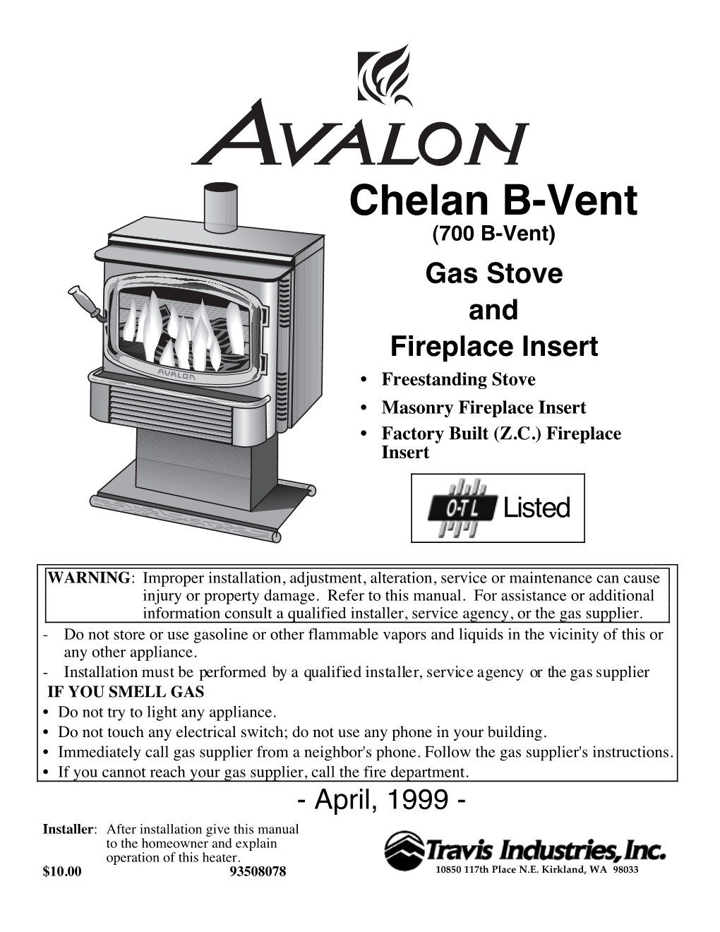 ¥ 97 Avalon B-Vent Manual