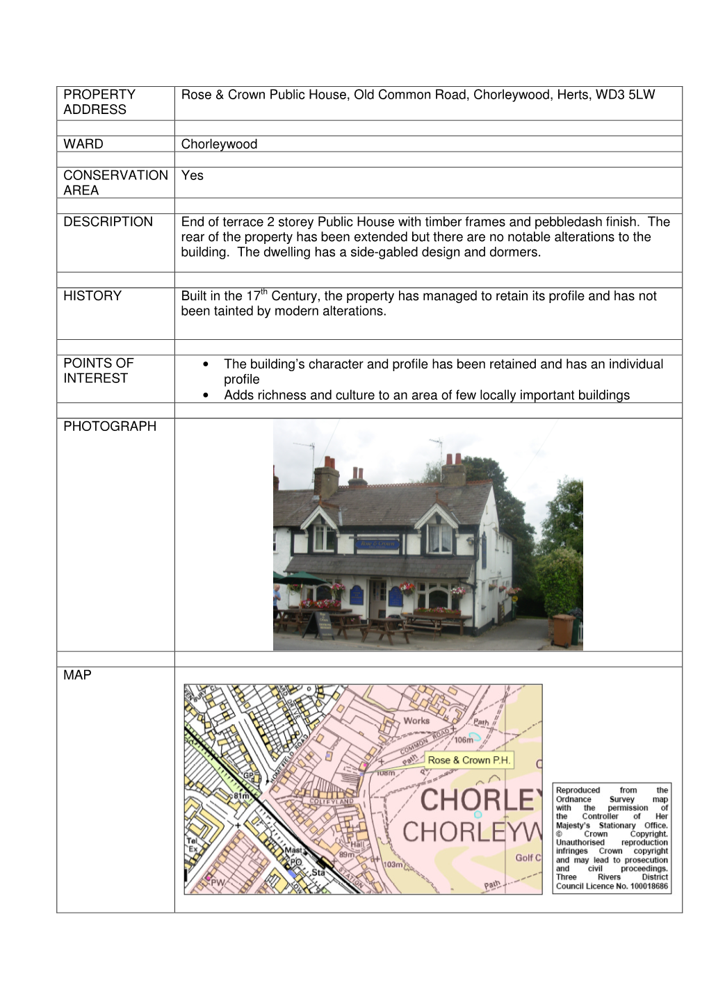 Chorleywood Local List (Pdf)