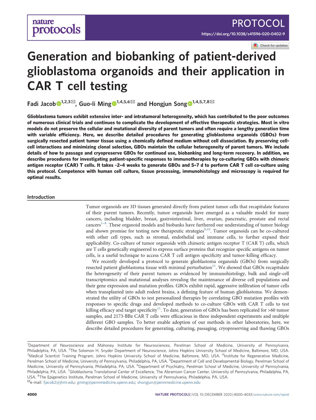 Generation and Biobanking of Patient-Derived Glioblastoma