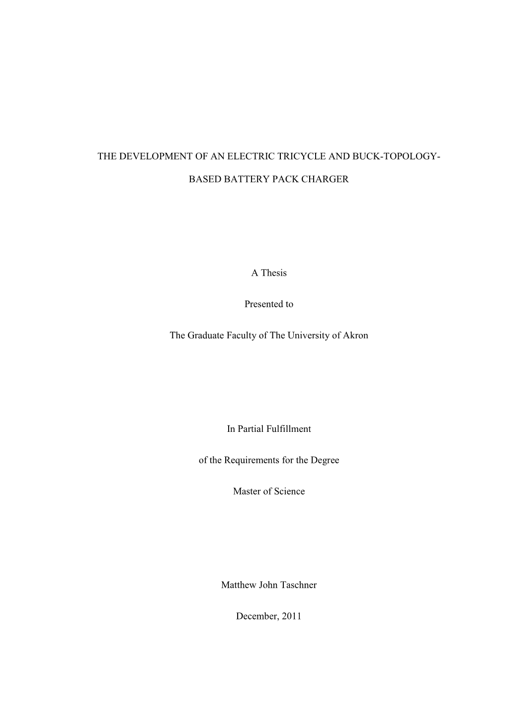 The Development of an Electric Tricycle and Buck-Topology