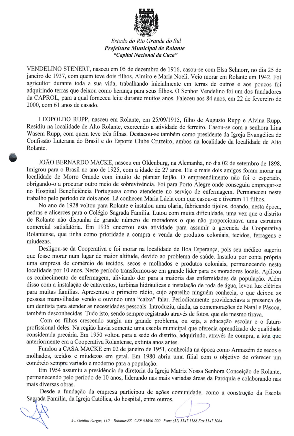 Estado Do Rio Grande Do Sul Prefeitura Municipal De Rolante "Capital Nacional Da Cuca"