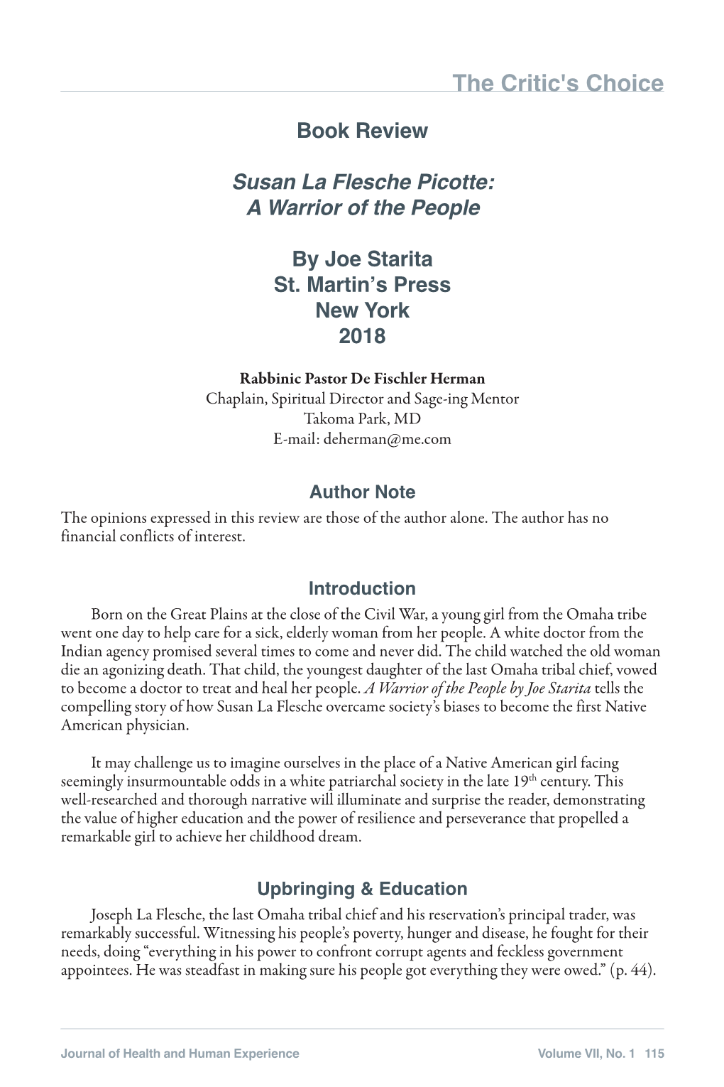 Susan La Flesche Picotte: a Warrior of the People