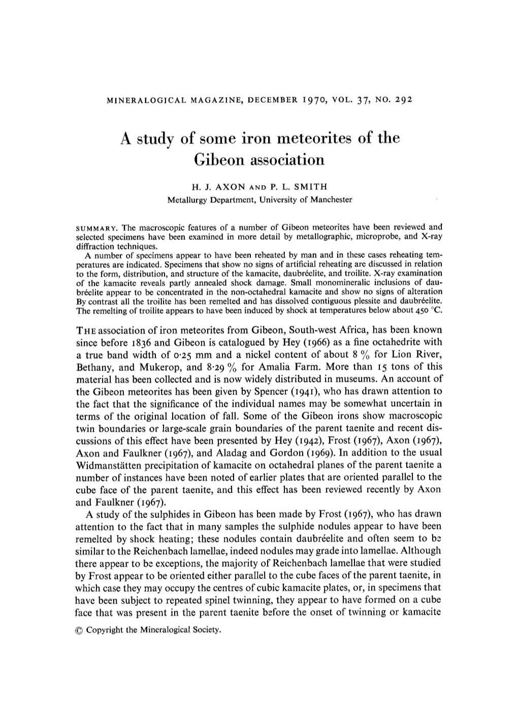 A Study of Some Iron Meteorites of the Gibeon Association
