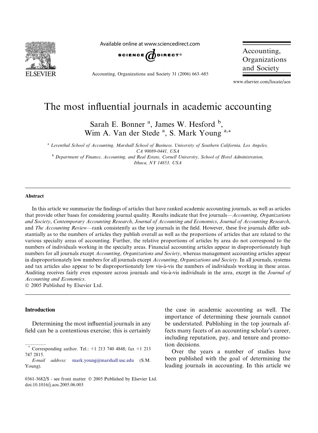 The Most Influential Journals in Academic Accounting