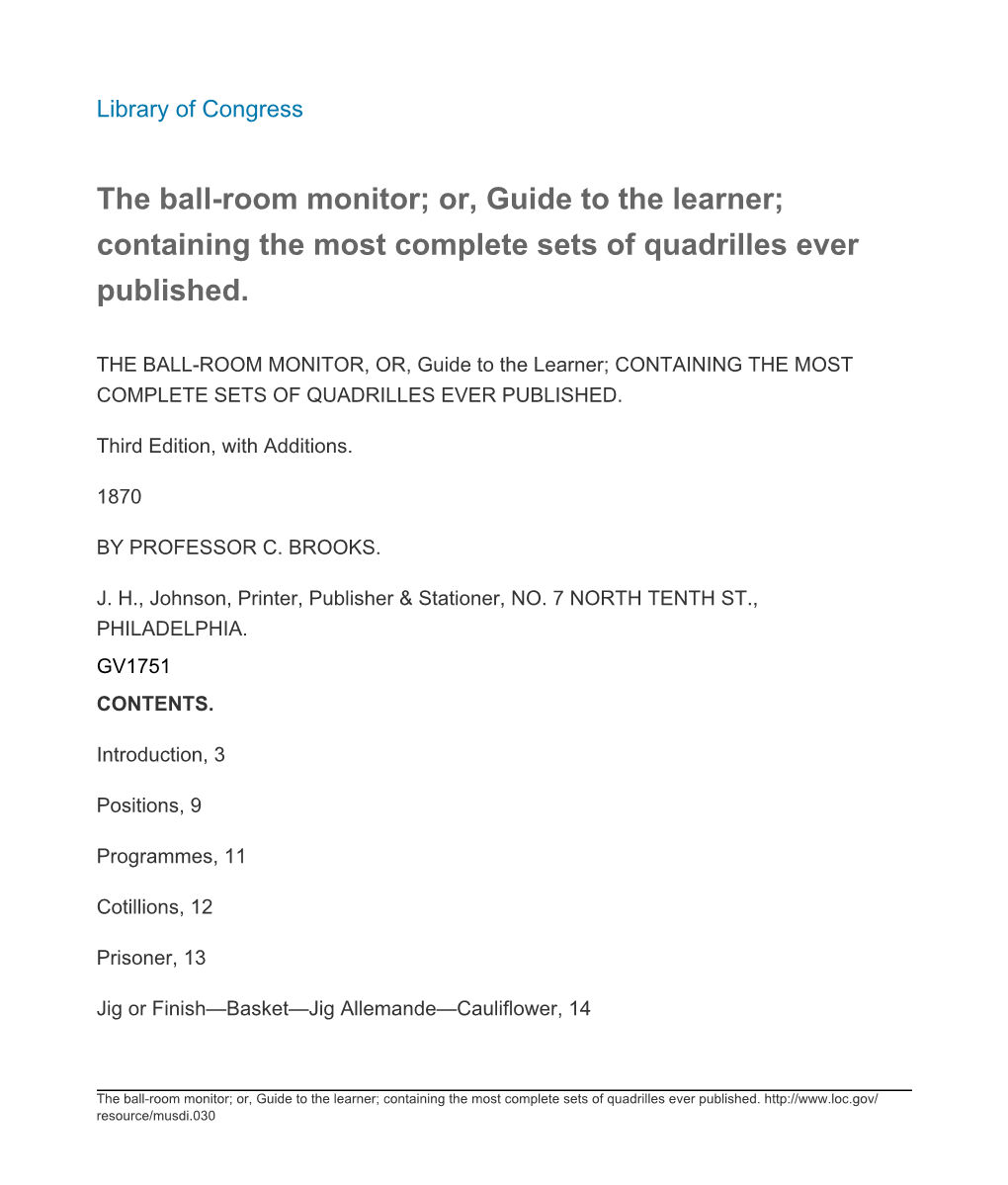 Containing the Most Complete Sets of Quadrilles Ever Published