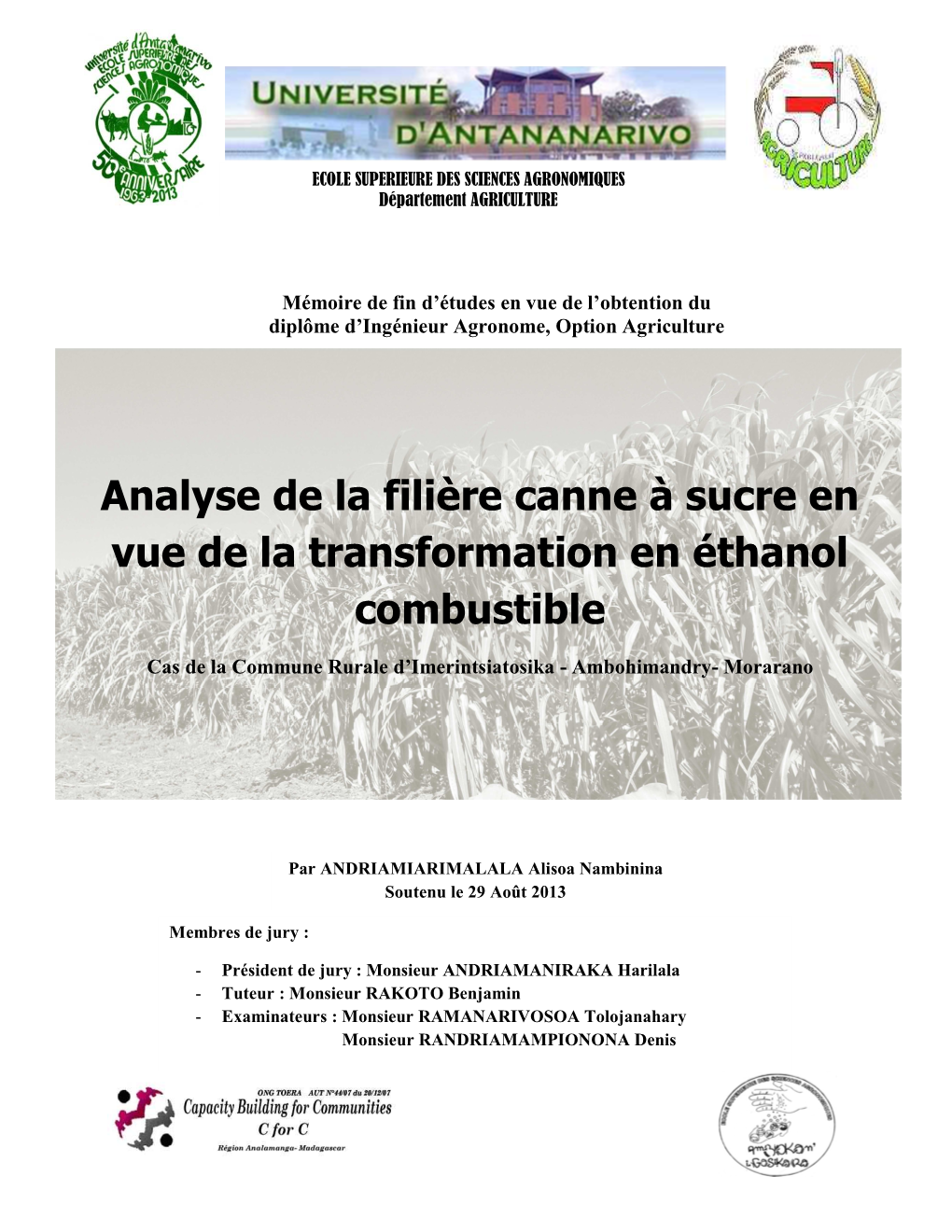 Analyse De La Filière Canne À Sucre En Vue De La Transformation En Éthanol