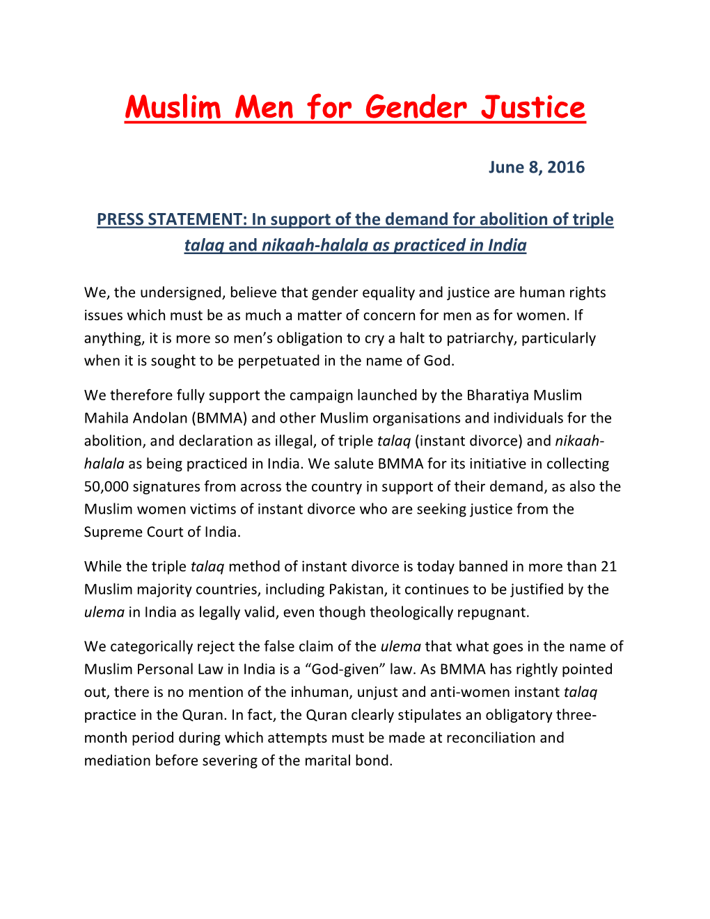 Muslim Men for Gender Justice