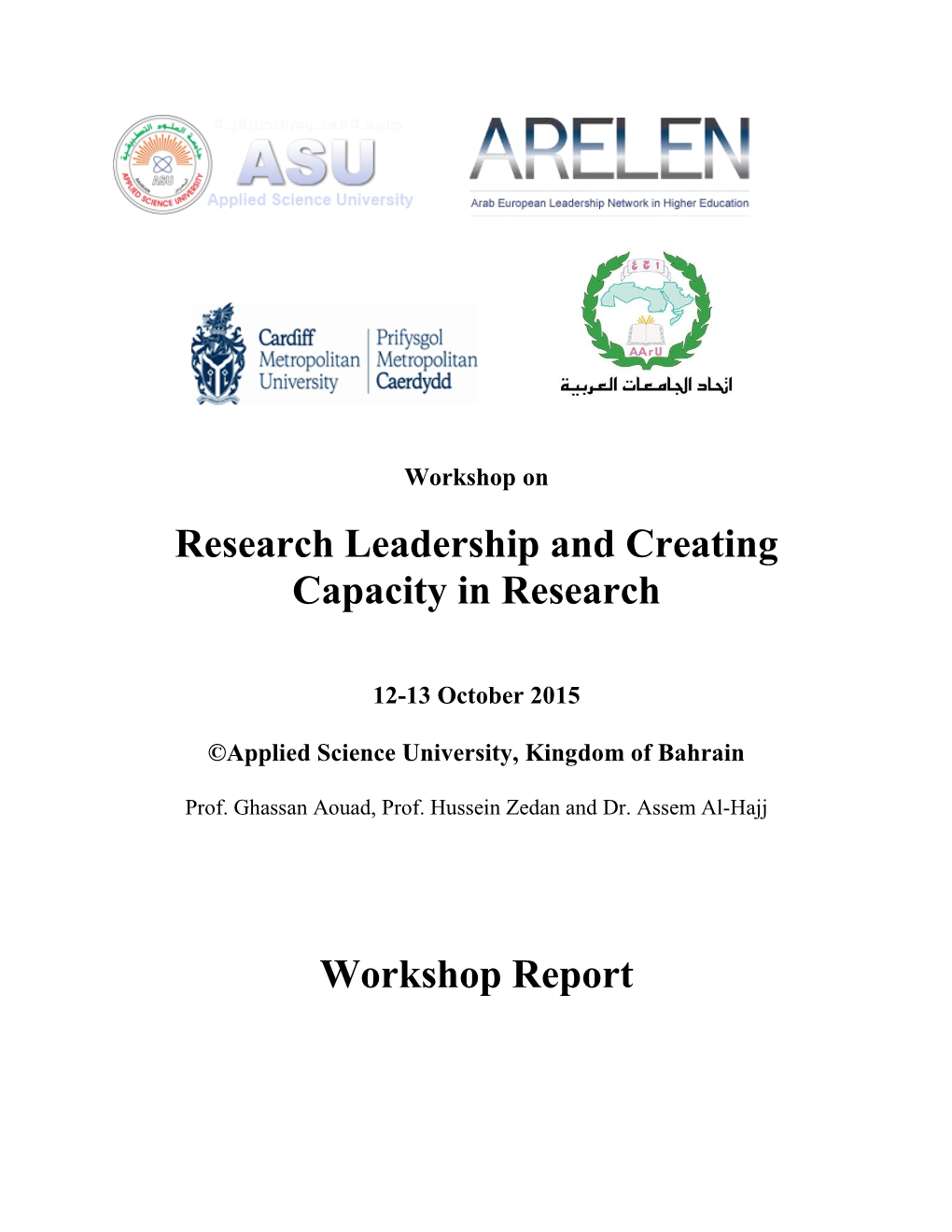 Research Leadership and Creating Capacity in Research Workshop