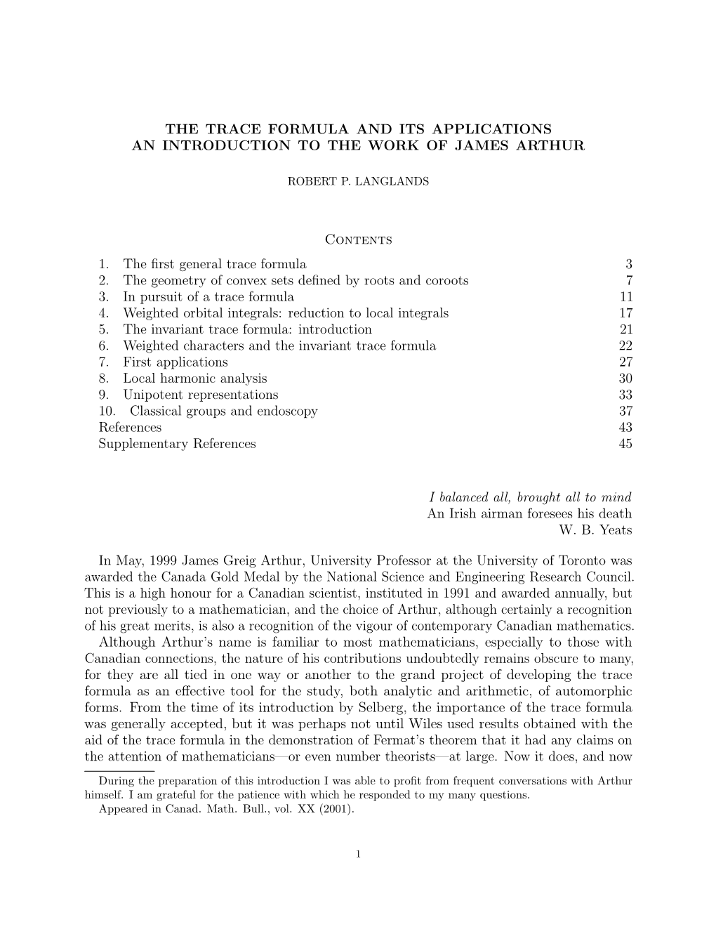 The Trace Formula and Its Applications an Introduction to the Work of James Arthur