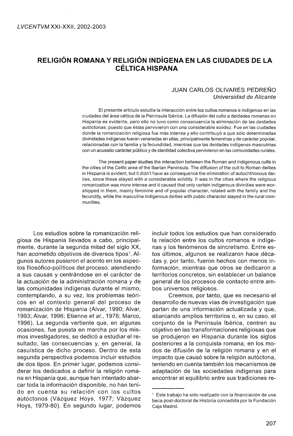 Religión Romana Y Religión Indígena En Las Ciudades De La Céltica Hispana