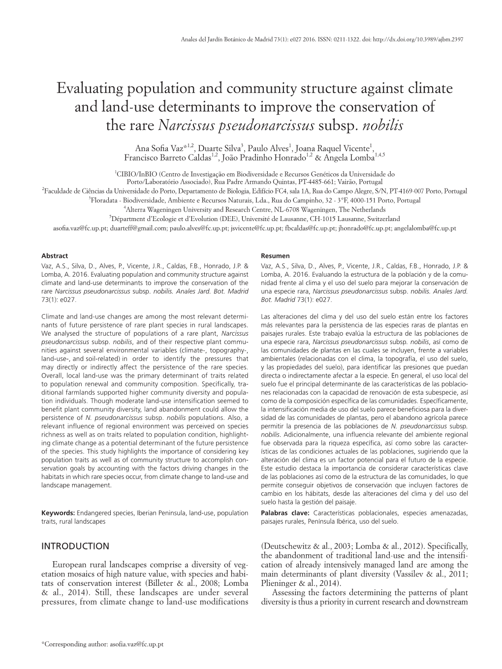 Title Evaluating Population and Community Structure Against Climate