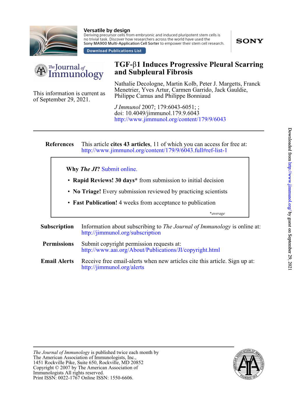 And Subpleural Fibrosis 1 Induces Progressive Pleural Scarring Β TGF