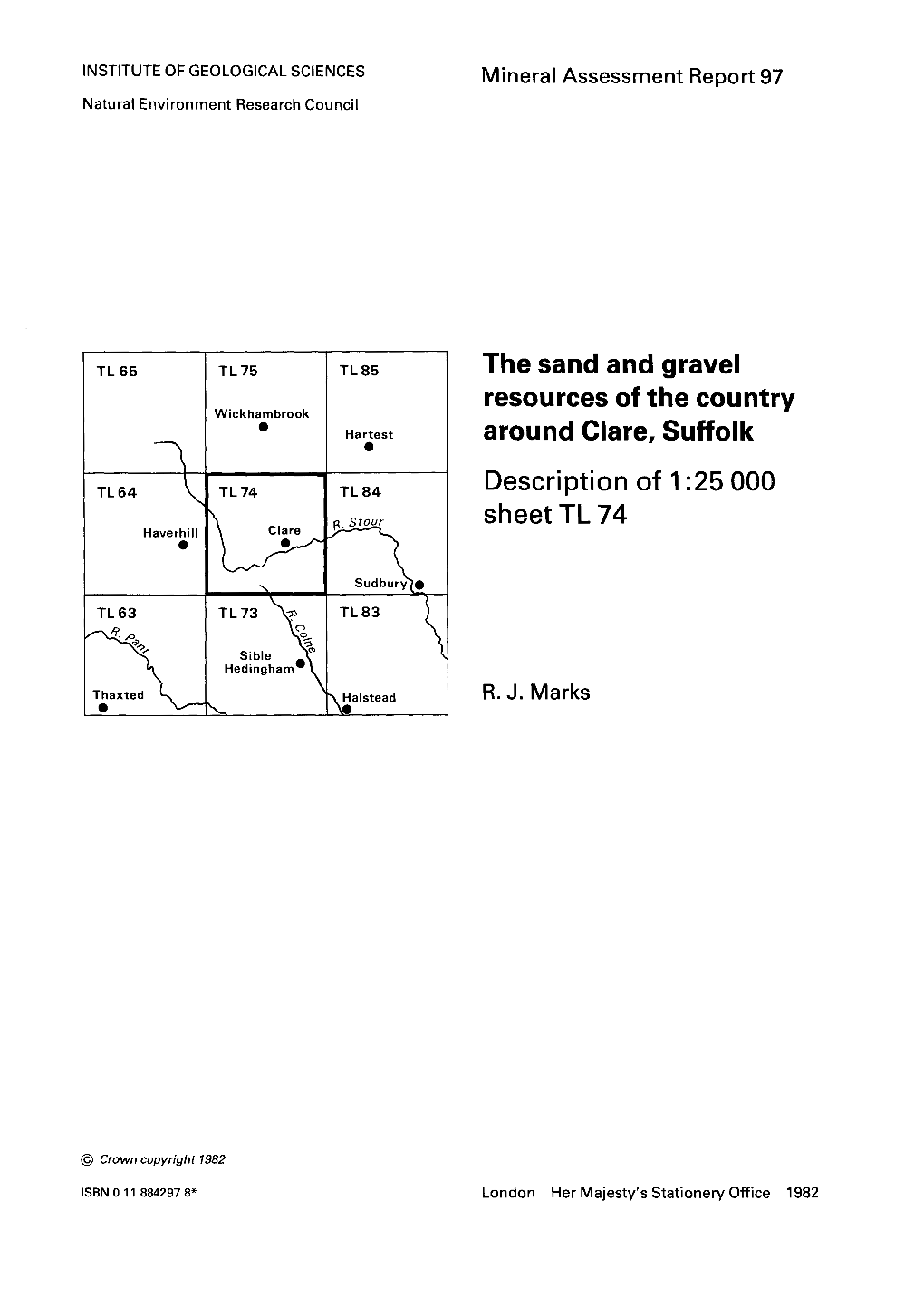 The Sand and Gravel Resources of the Country Around Clare, Suffolk