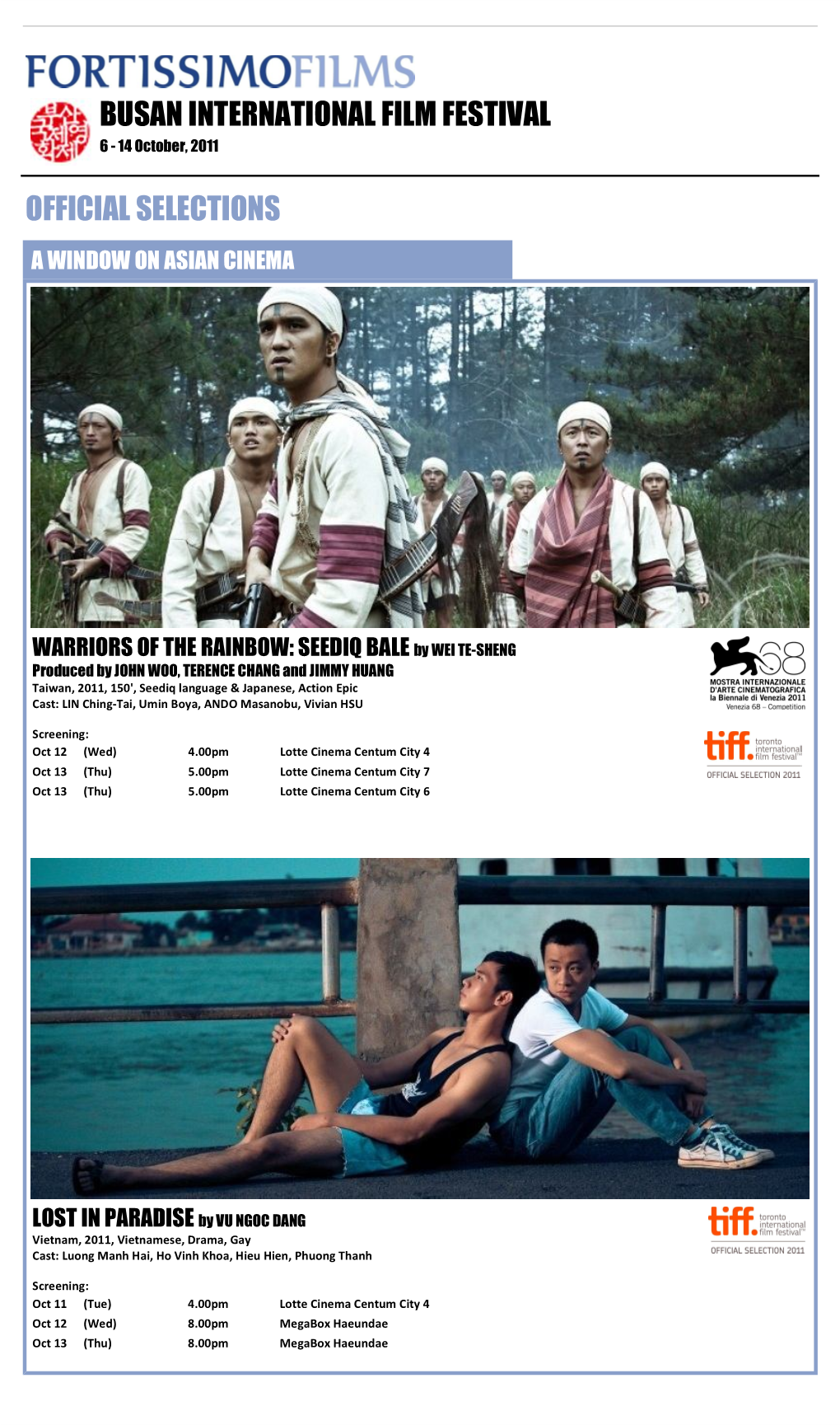 Busan International Film Festival Official Selections