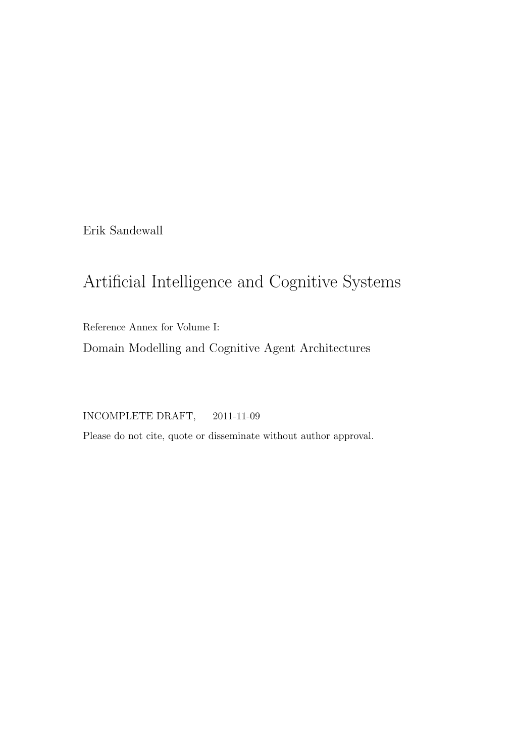 Artificial Intelligence and Cognitive Systems