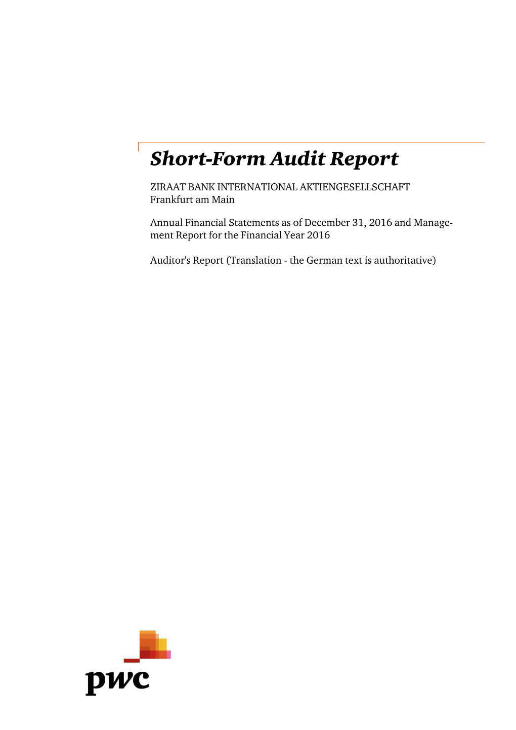 Short-Form Audit Report