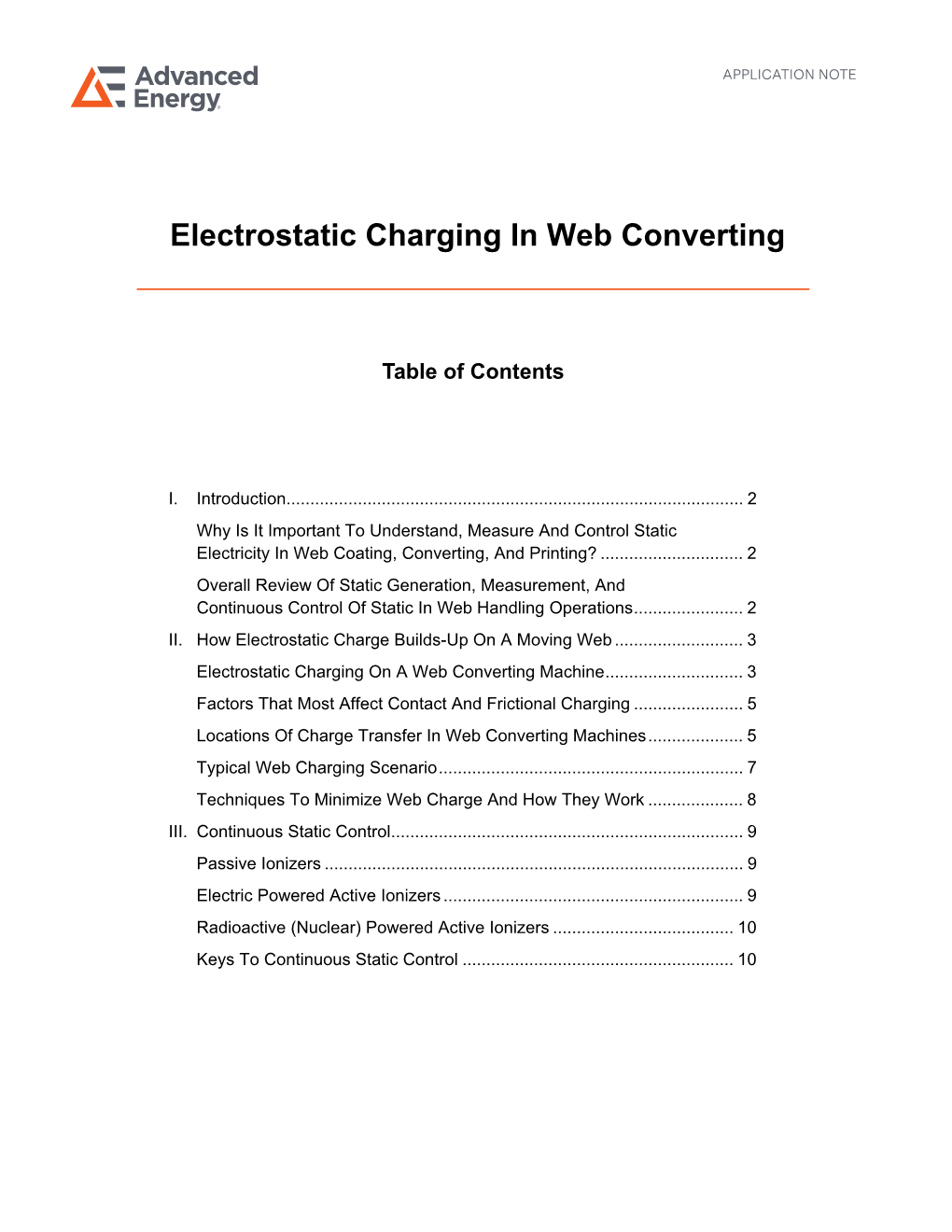 Electrostatic Charging in Web Converting Application Note