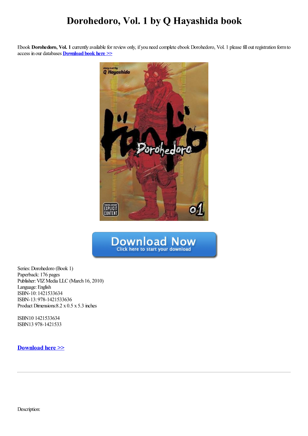 Download Ebook Dorohedoro, Vol. 1 by Q Hayashida Book