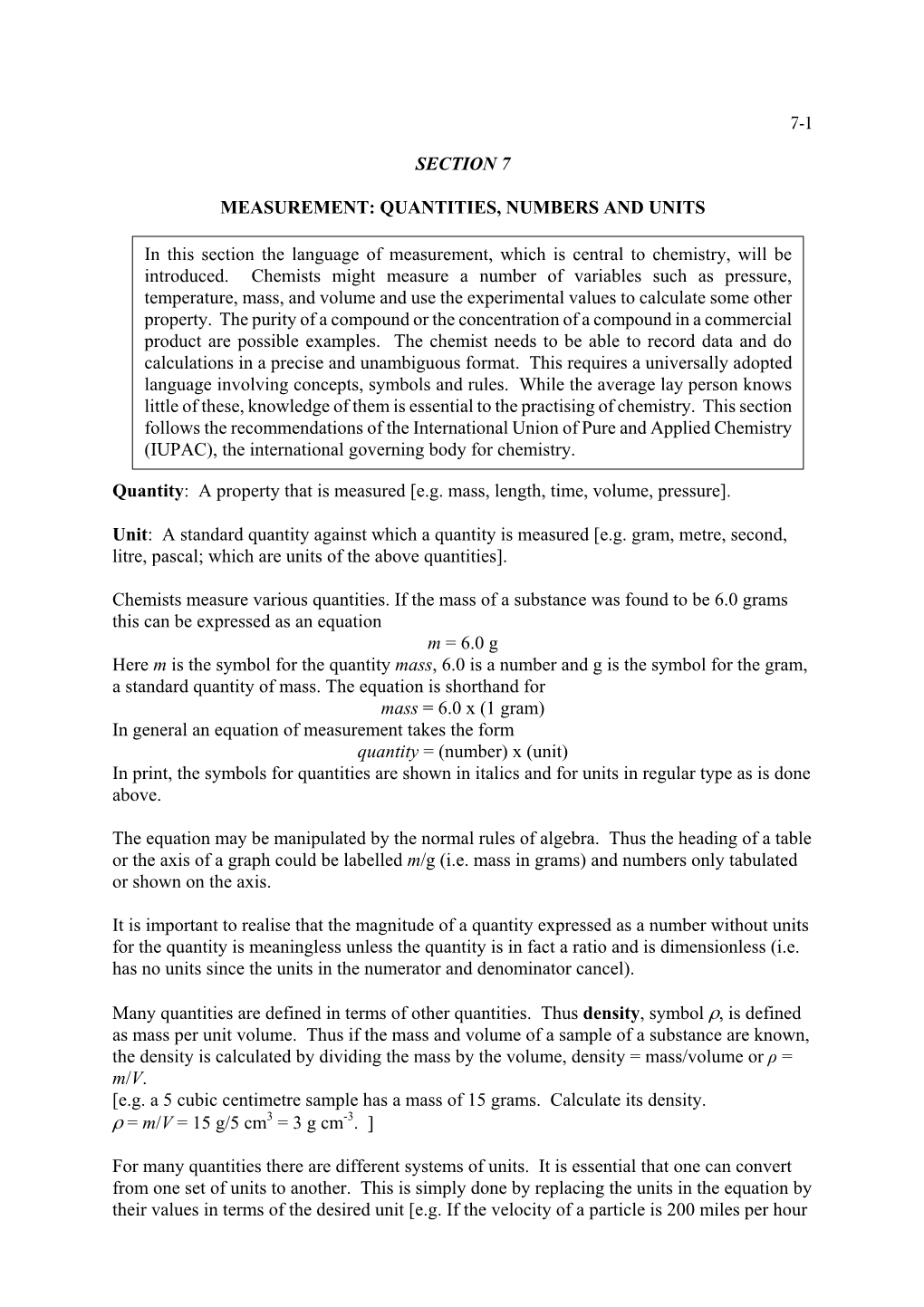 7-1 Section 7 Measurement