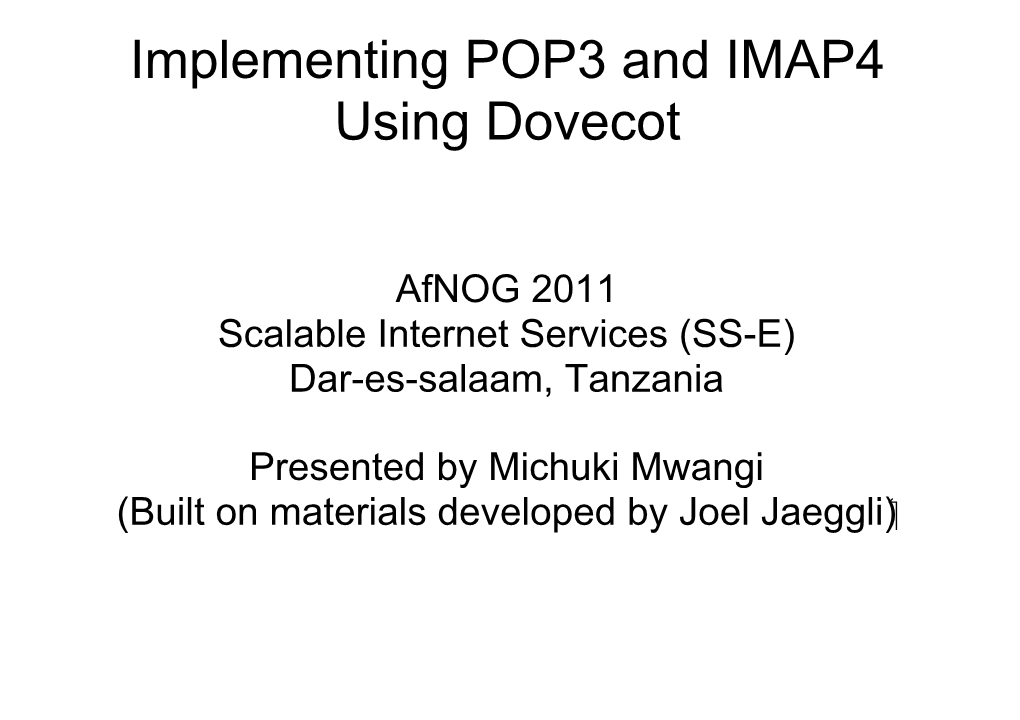 Implementing POP3 and IMAP4 Using Dovecot