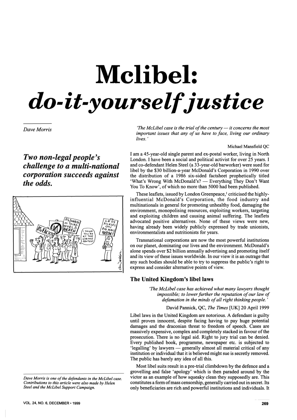 Mclibel: Do-It-Yourself Justice