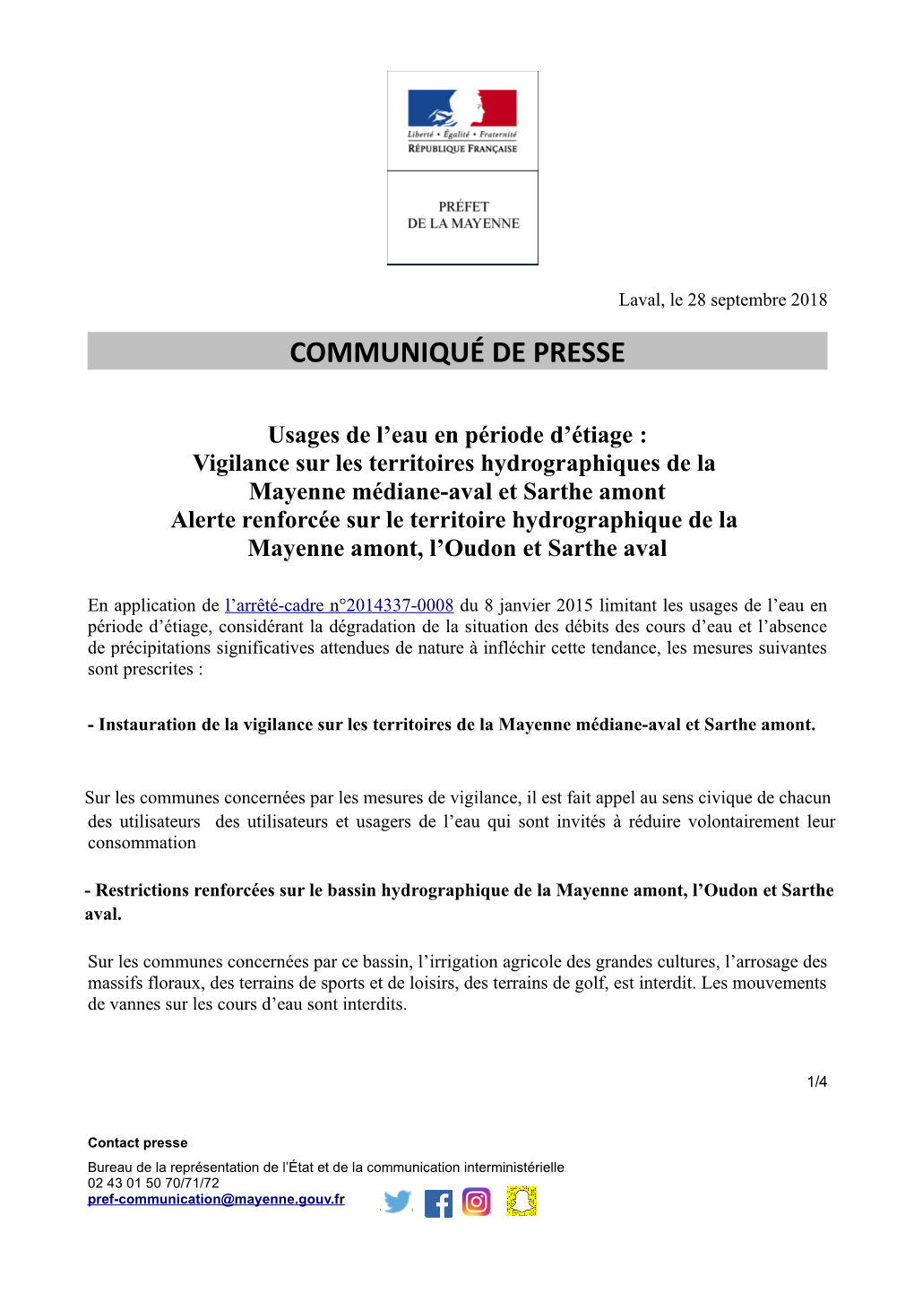 Communiqué De Presse