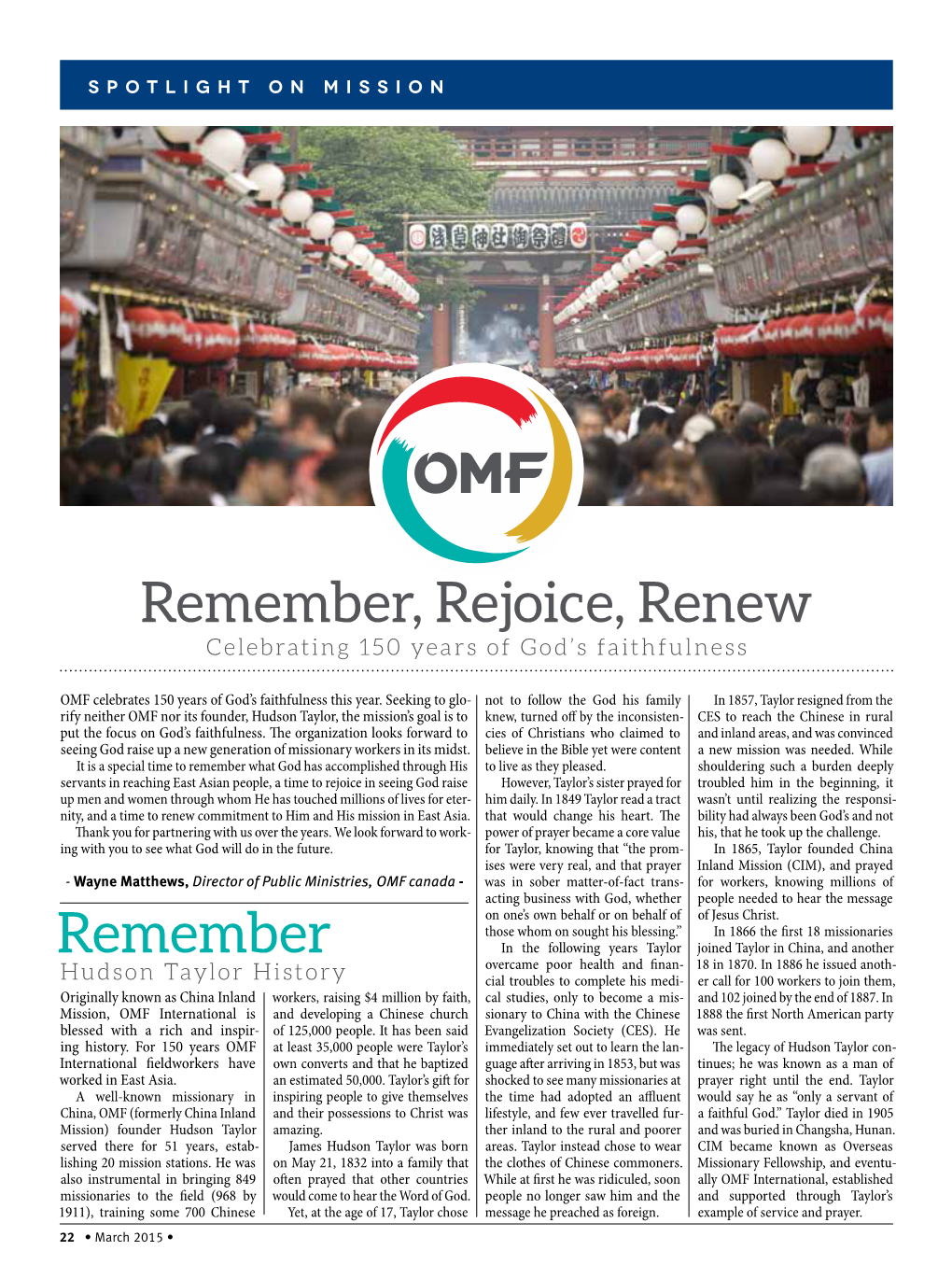 Remember, Rejoice, Renew Remember